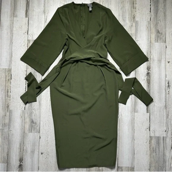 ASOS Kimono Sleeve V Neck Midi Pencil Dress Size 4 - Picture 3 of 7